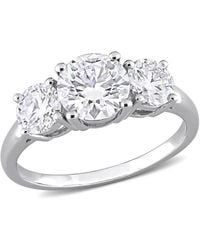 Amour - 2 1/4 Ct Dew Created Moissanite Three-Stone Engagement Ring - Lyst