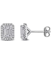 Created Forever - 2 Ct Emerald And Round Lab Grown Diamonds Tw Fashion Post Earrings - Lyst