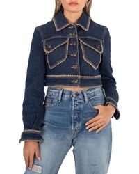 Moschino - Passementerie Cropped Denim Jacket - Lyst