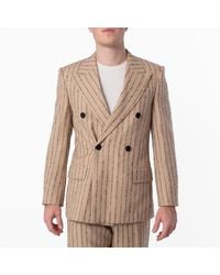 Burberry - Striped Double-Breasted Wool-Mohair Blazer, Brand Size 50R Us - Lyst