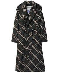 Burberry - Snug Check-Print Long Trench Coat, Brand Size 8 Us - Lyst