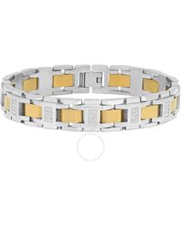 Robert Alton - 3/4Ctw Diamond Stainless Steel With Two-Tone Finish Link Bracelet - Lyst