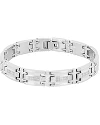 Robert Alton - 1/2Ctw Diamond Stainless Steel Double Row Link Bracelet - Lyst