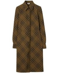Burberry - Check Wool Blend Shirt Dress, Brand Size 6 Us - Lyst