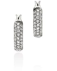John Hardy - Essential Hoop Earring, Sterling, Diamonds, 13Mm - Lyst