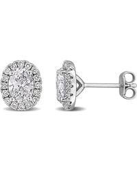 Created Forever - 1 7/8Ct Tw Oval-Cut Lab-Grown Diamond Halo Stud Earrings - Lyst