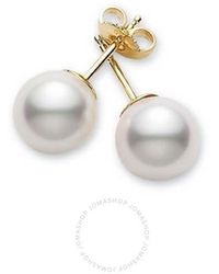 Mikimoto - Akoya Pearl Stud Earrings With 18k Yellow Gold 8-8.5mm A Grade - Lyst