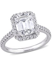 Amour - 2 7/8 Ct Dew Emerald Created Moissanite Halo Engagement Ring - Lyst