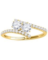 Maulijewels - 0.75 Carat Natural Round Diamond Two Stone Engagement Ring - Lyst