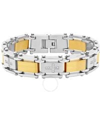 Robert Alton - 1/4ctw Diamond Stainless Steel With Yellow Finish Cross Link Bracelet - Lyst