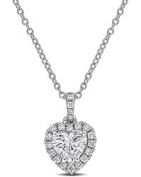 Created Forever - 1 1/8Ct Tgw Heart And Round-Cut Lab Grown Diamond Halo Pendant With Chain - Lyst