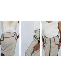 Maison Margiela - Ladies Ecru Layered Calico Midi Dress - Lyst