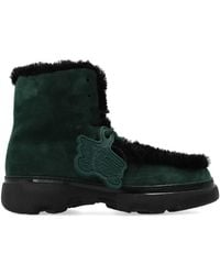 Burberry - Creeper Shearling Round Toe Lace-Up Boots, Brand Size 41 (Us - Lyst
