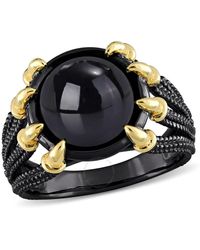 Amour - 6 Ct Tgw Black Agate Fashion Ring Yellow Silver Black Rhodium Plated - Lyst