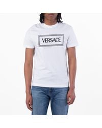 Versace - 90S Logo Embroidered Cotton T Shirt - Lyst