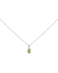 Haus of Brilliance - 10K 5X3Mm Peridot And Diamond Accent Halo Octagonal Shape Pendant Necklace - Lyst