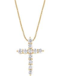 Brilliant Diamond - 2 Carat 14K Round Cut Lab Grown Diamond 18" Cross Pendant Necklace For - Color/Clarity-F-Vs2 - Lyst