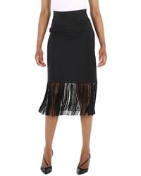 Burberry - Mohair Wool A-Line Fringed Skirt, Brand Size 6 (Us - Lyst