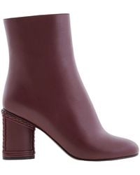 Ferragamo - Ferragamo Leather Ankle Boots With Block Heel, Size 7 D - Lyst