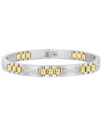 Robert Alton - 1/4Ctw Diamond Stainless Steel Link Bracelet - Lyst