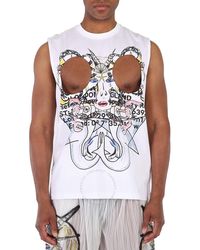 Burberry - Cut-out Graphic Printed Tank Top - Lyst