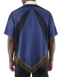 Burberry - Bullion Fringing Geometric Print Silk Tunic Shirt - Lyst