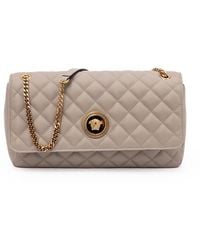 Versace - Quilted Lambskin Shoulder Bag Taupe - Lyst