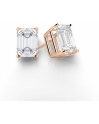 Tresorra - 14K Rose Emerald Cut Earth Mined Diamond Stud Earrings - Lyst