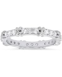 Kylie Harper - Sterling Round-Cut Cz "X" Stackable Eternity Band Ring - Lyst