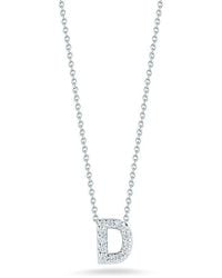 Roberto Coin - 18k White Gold Tiny Treasures Diamond Letter D Pendant - Lyst
