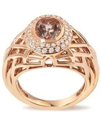 Haus of Brilliance - 14K Rose Light Morganite & 3/8 Cttw Diamonds Halo And Basket Weave Cocktail Ring - Lyst