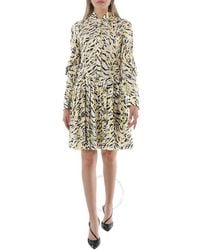 Roberto Cavalli - Aragonite/ Blades Long Sleeve Printed Silk Dress - Lyst