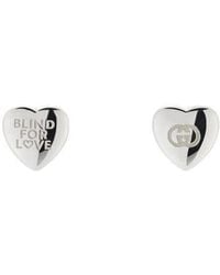 Gucci - Blind For Love Heart Stud Earrings - Lyst