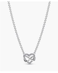 PANDORA - Infinity Heart Sterling Necklace - Lyst