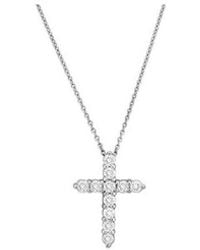 Roberto Coin - 18k White Gold Diamond Square Cross Pendant Necklace - Lyst