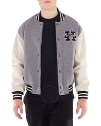Tommy Hilfiger - Colour-Blocked Leather Sleeve Varsity Jacket - Lyst