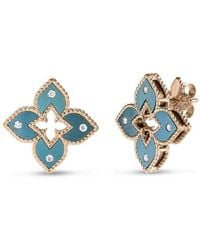 Roberto Coin - Venetian Princess Diamond And Titanium Petite Flower Stud Earrings 18K Rose 7773522Axerx - Lyst