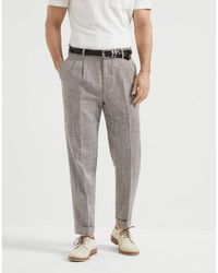 Brunello Cucinelli - Light Linen Blend Trousers, Brand Size 54 (Us - Lyst