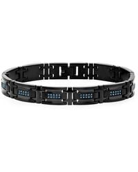 Robert Alton - 1/2Ctw Diamond Stainless Steel Double Row With Finish Link Bracelet - Lyst