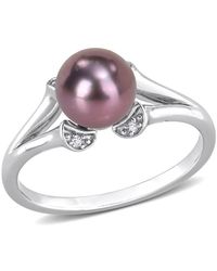 Amour - 7-7.5Mm Freshwater Cultured Pearl And Topaz Split Shank Ring - Lyst