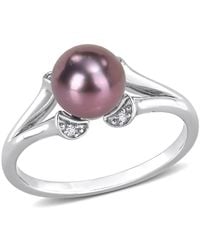 Amour - 7-7.5Mm Freshwater Cultured Pearl And Topaz Split Shank Ring - Lyst