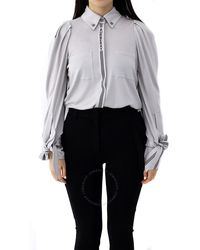 Burberry - Stripe And Logo-trimmed Wool And Silk Shirt - Lyst