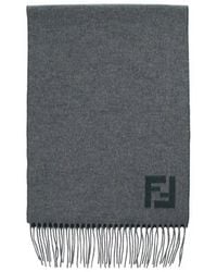 Fendi - Grigio Verde Fringed Edge Ff Scarf - Lyst