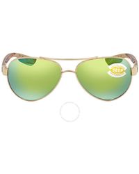 Costa Del Mar - Loreto Green Mirror Polarized Polycarbonate Pilot Sunglasses Lr 64 Ogmp 56 - Lyst