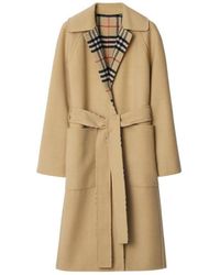 Burberry - Reversible Check Wool Long Car Coat, Brand Size 6 Us - Lyst