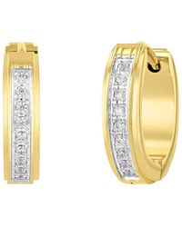 Robert Alton - 1/6Ctw Diamond Stainless Steel With Finish Huggie Earrings - Lyst