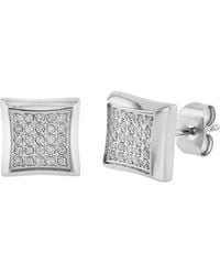 Robert Alton - 1/4Ctw Diamond Stainless Steel Square Stud Earrings - Lyst