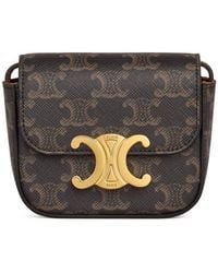 Celine - Triomphe Canvas And Calfskin Mini Claude Bag - Lyst