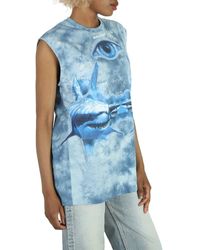 Burberry - Shark Print Cotton Sleeveless Tank Top - Lyst