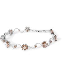 Haus of Brilliance - 10K 4.0 Cttw Champagne And Diamond Floral Cluster And Station Link Bracelet - Lyst